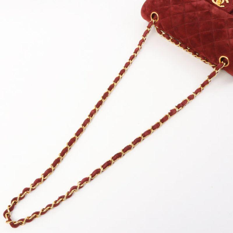 Chanel Around 1995 Made Suede Classic Flap Chain Bag 23Cm Red 14