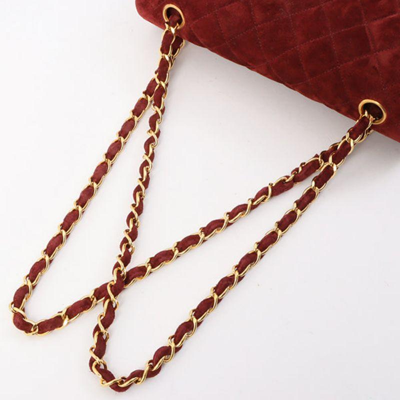 Chanel Around 1995 Made Suede Classic Flap Chain Bag 23Cm Red 15