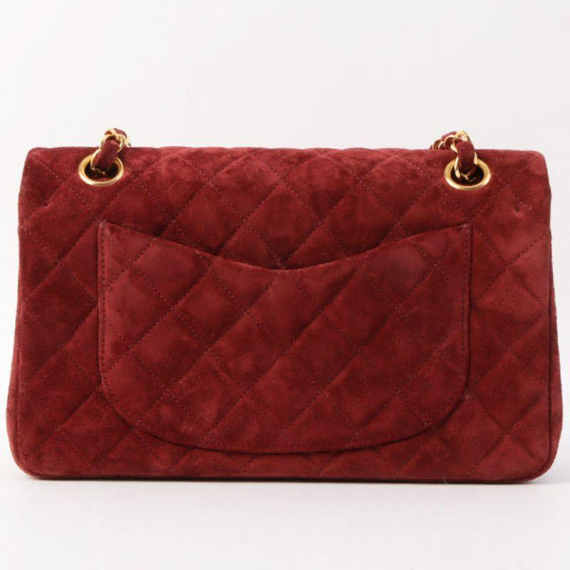 Chanel Around 1995 Made Suede Classic Flap Chain Bag 23Cm Red In Good Condition In London, GB
