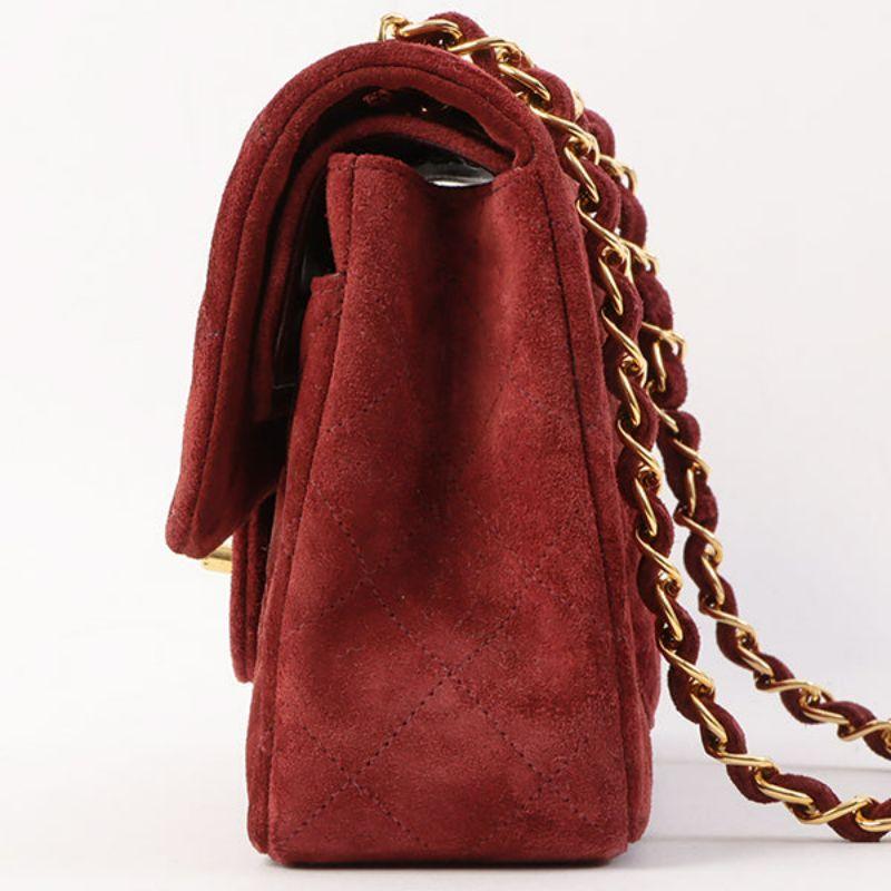 Chanel Around 1995 Made Suede Classic Flap Chain Bag 23Cm Red 1