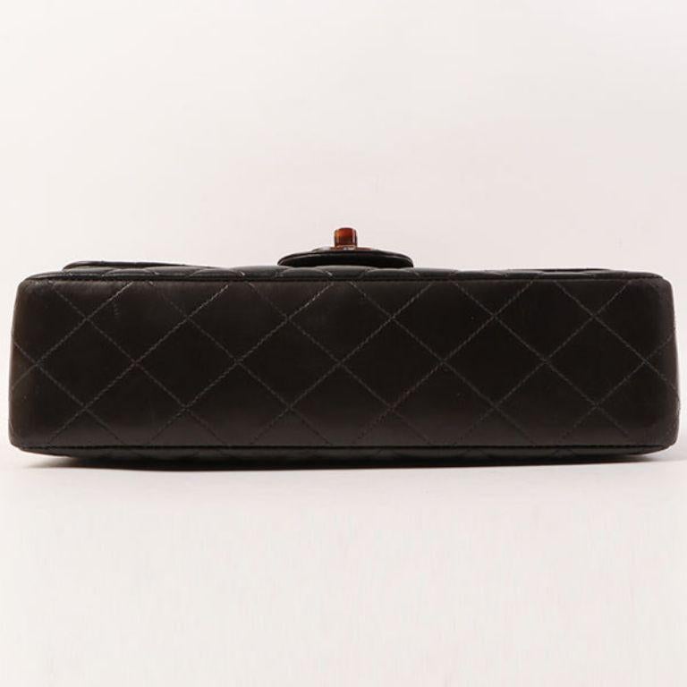 Chanel Around 1995 Made Tortoiseshell Classic Flap Chain Bag 25Cm Black For Sale 6