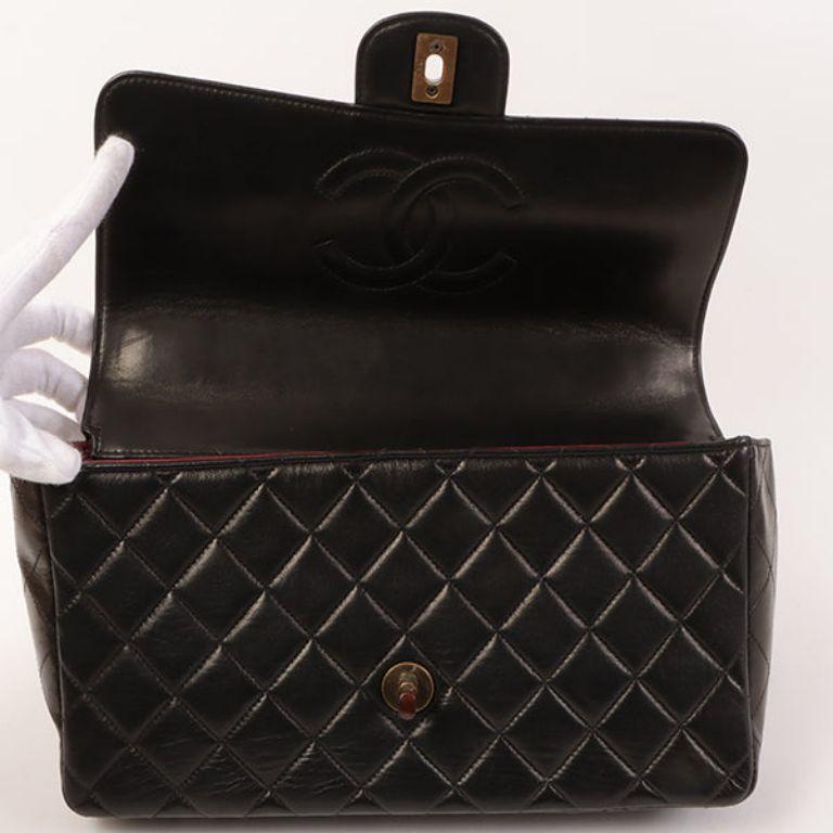 Chanel Around 1995 Made Tortoiseshell Classic Flap Chain Bag 25Cm Black For Sale 7