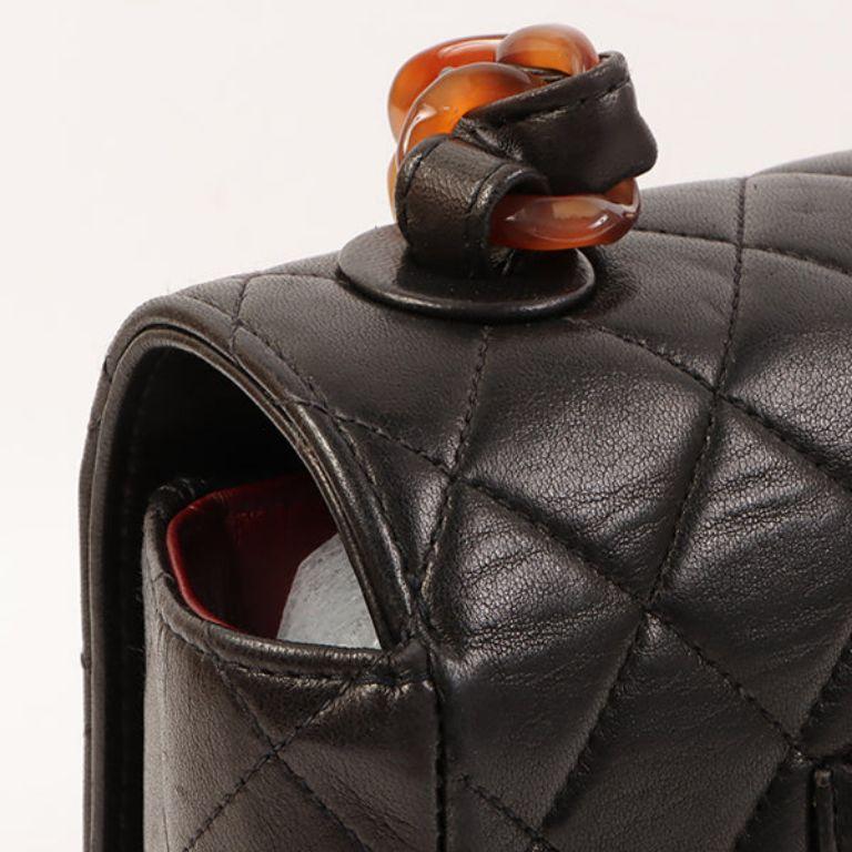 Chanel Around 1995 Made Tortoiseshell Classic Flap Chain Bag 25Cm Black For Sale 9