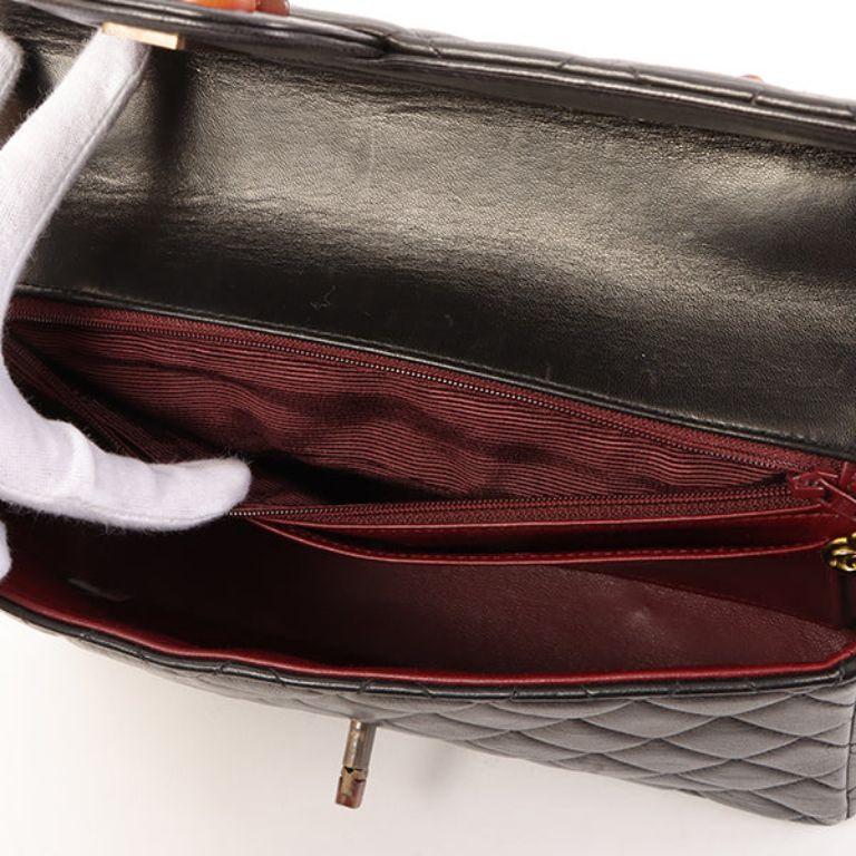 Chanel Around 1995 Made Tortoiseshell Classic Flap Chain Bag 25Cm Black For Sale 11