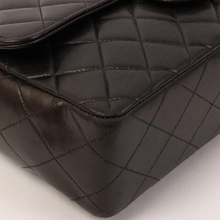 Chanel Around 1995 Made Tortoiseshell Classic Flap Chain Bag 25Cm Black For Sale 5