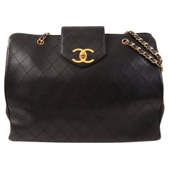 Chanel Around 1997 Made Bicolore Stitch Super Model Black Bag