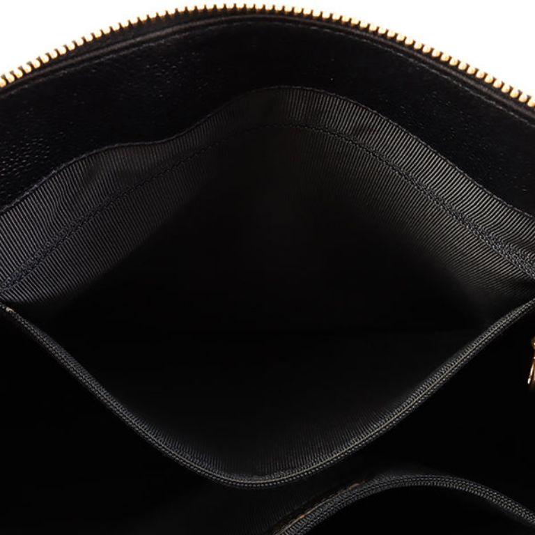 Chanel Around 1997 Made Caviar Skin Logo Embroidered Tote Bag in Black For Sale 7