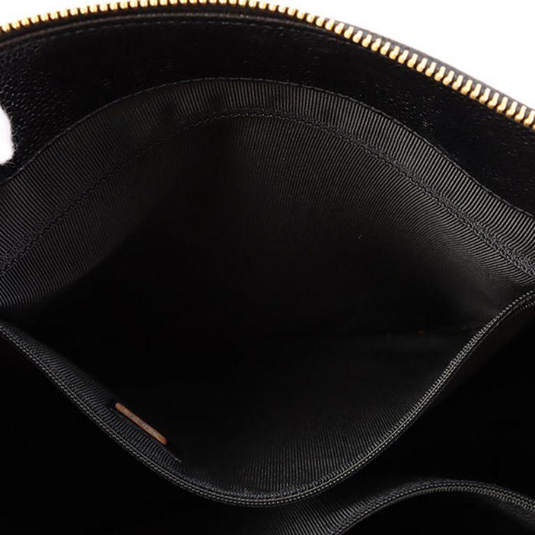 Chanel Around 1997 Made Caviar Skin Logo Embroidered Tote Bag in Black For Sale 8