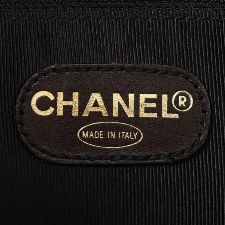 Chanel Around 1997 Made Caviar Skin Logo Embroidered Tote Bag in Black For Sale 10