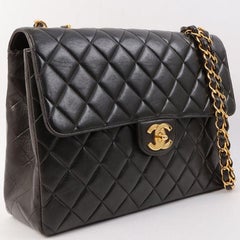 Chanel Around 1997 Made Classic Flap Chain Bag Jumbo Black