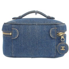 Chanel Around 1997 Made Denim CC Mark Stitch Vanity Bag Indigo