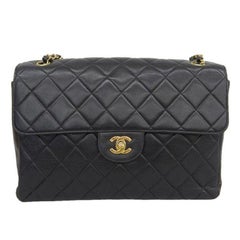 Chanel Around 1997 Made Double Face Classic Flap Chain Bag in Black