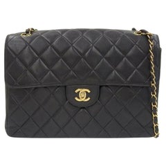 Chanel Around 1997 Made Double Face Classic Flap Chain Bag in Black