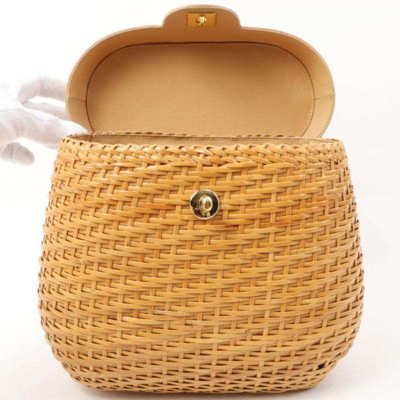 Chanel Around 1998 Made Rattan Turn-Lock Basket Chain Bag Beige 10