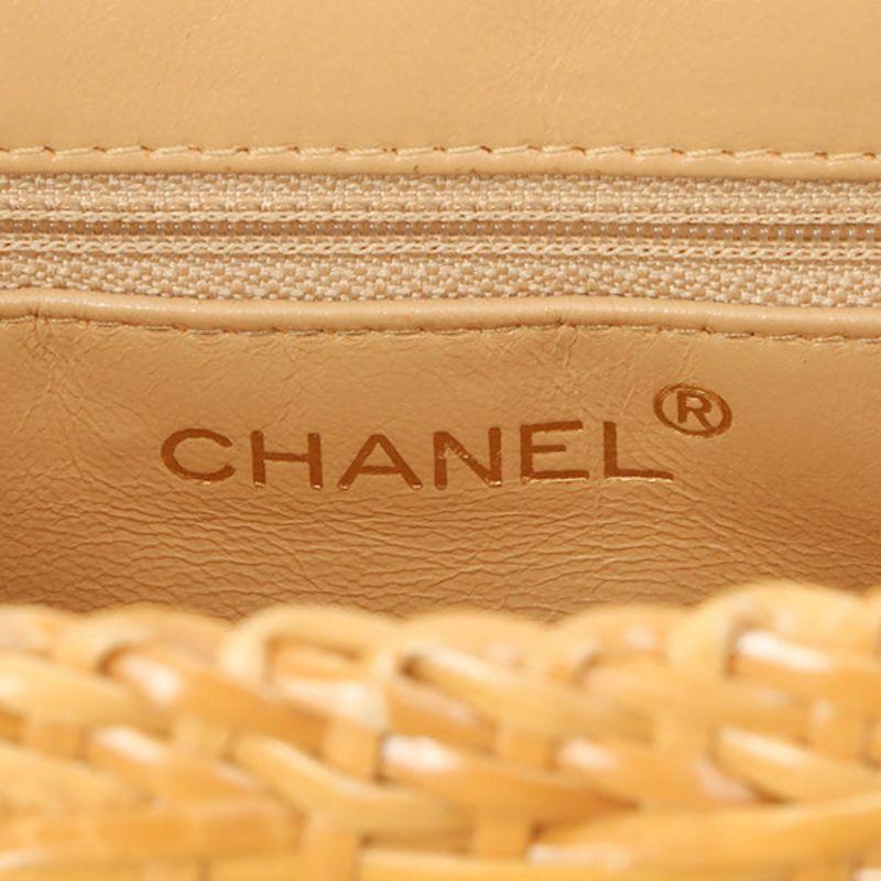 Chanel Around 1998 Made Rattan Turn-Lock Basket Chain Bag Beige 4