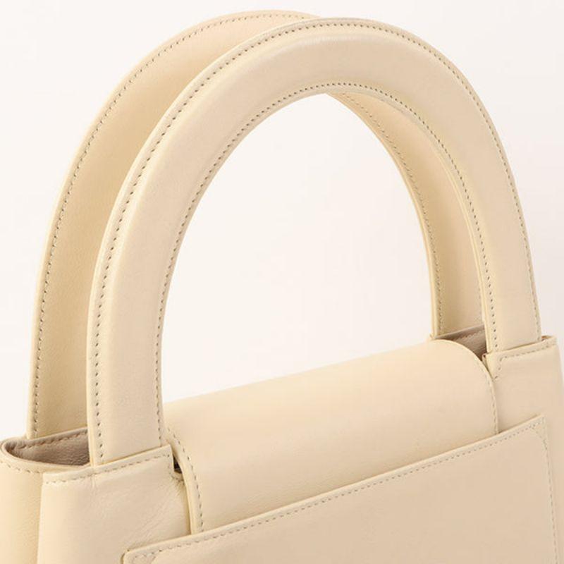 Chanel Around 1998 Made Turn-Lock Top Handle Bag Cream 12