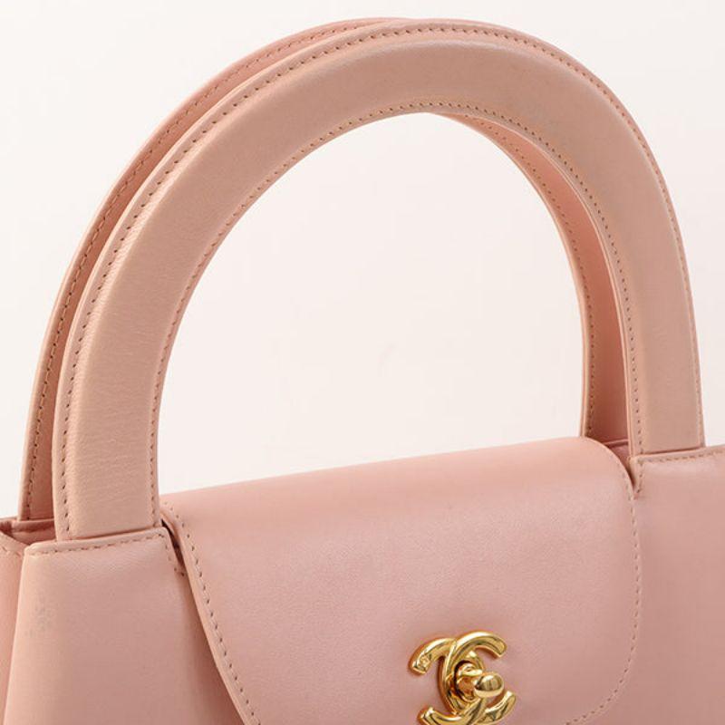 Chanel Around 1998 Made Turn-Lock Top Handle Bag Pink 9