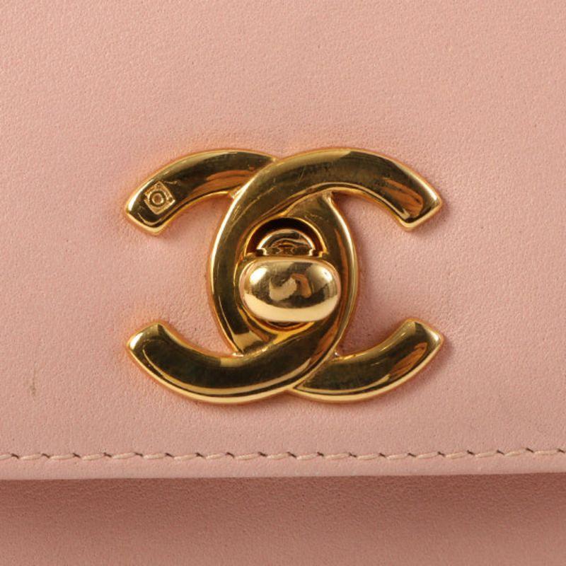 Chanel Around 1998 Made Turn-Lock Top Handle Bag Pink 13