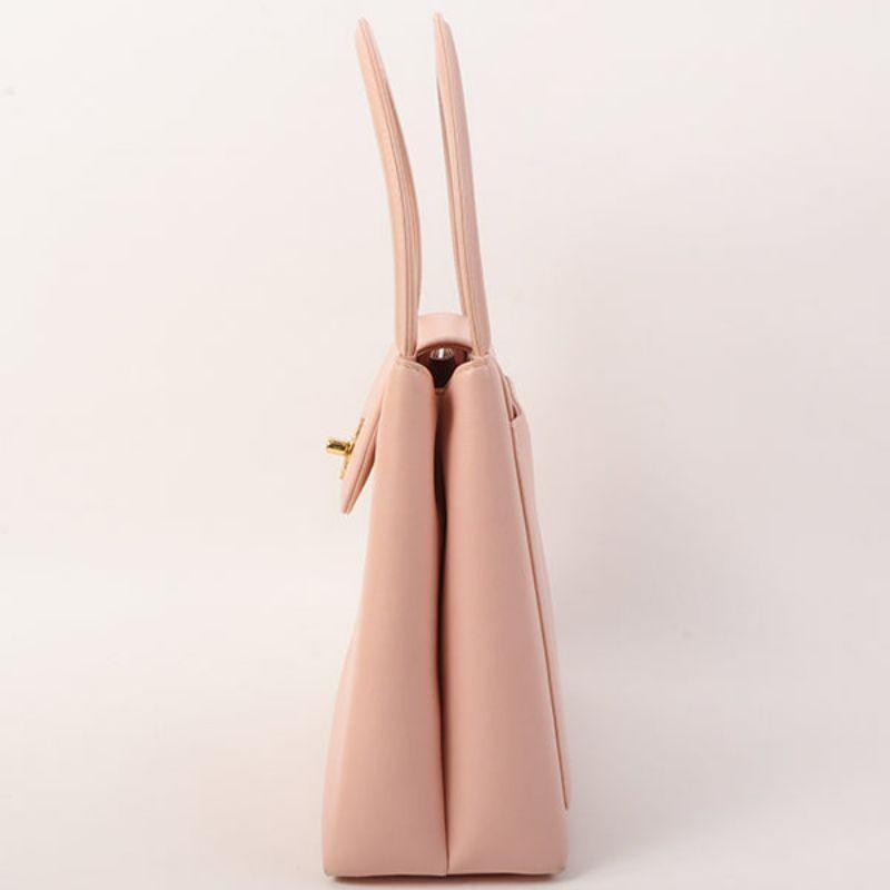 Chanel Around 1998 Made Turn-Lock Top Handle Bag Pink 1