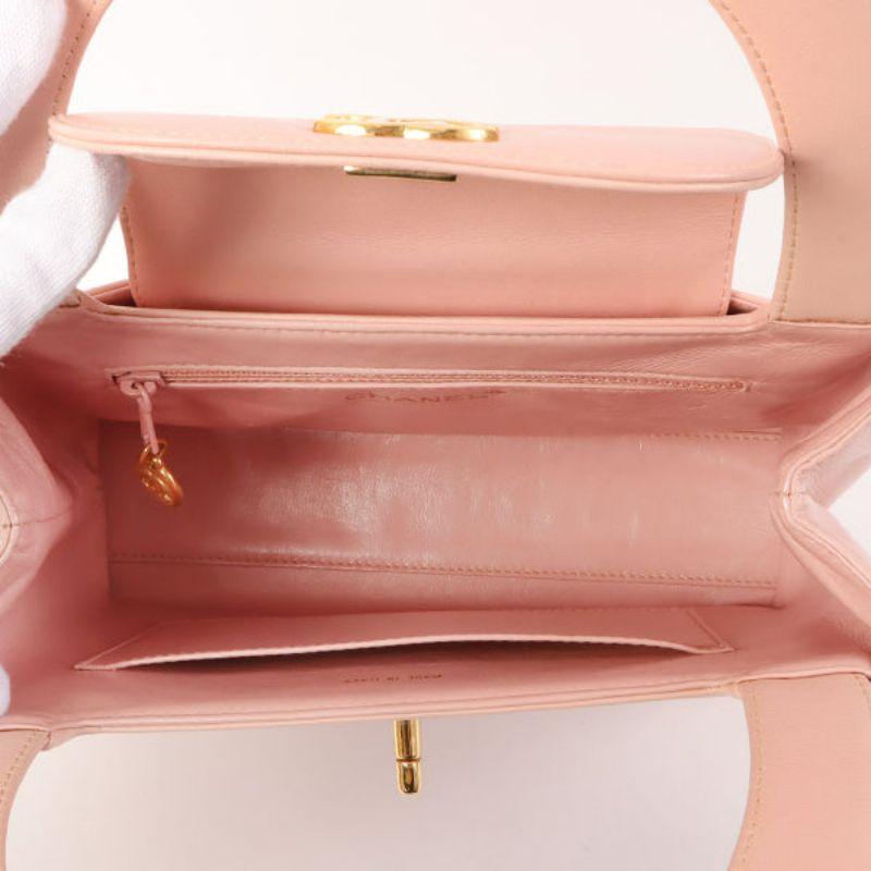 Chanel Around 1998 Made Turn-Lock Top Handle Bag Pink 2