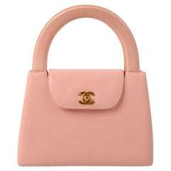 Vintage Chanel Around 1998 Made Turn-Lock Top Handle Bag Pink
