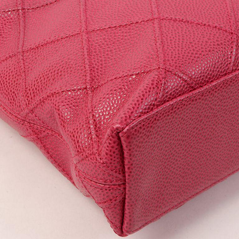 Chanel Around 2000 Made Caviar Skin Wild Stitch CC Mark Tote Bag Rose Pink For Sale 7