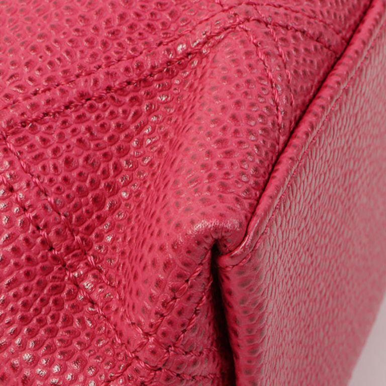 Chanel Around 2000 Made Caviar Skin Wild Stitch CC Mark Tote Bag Rose Pink For Sale 15