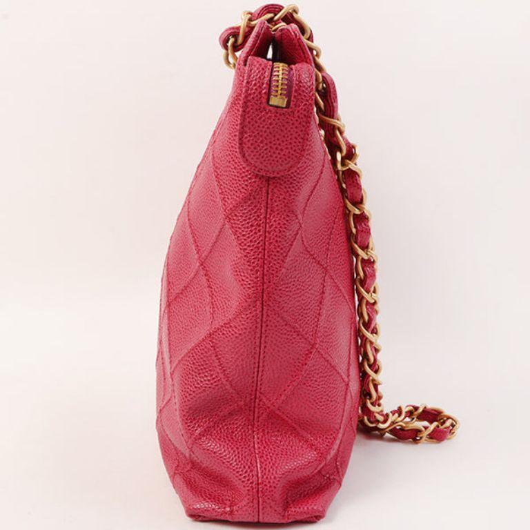 Women's Chanel Around 2000 Made Caviar Skin Wild Stitch CC Mark Tote Bag Rose Pink For Sale
