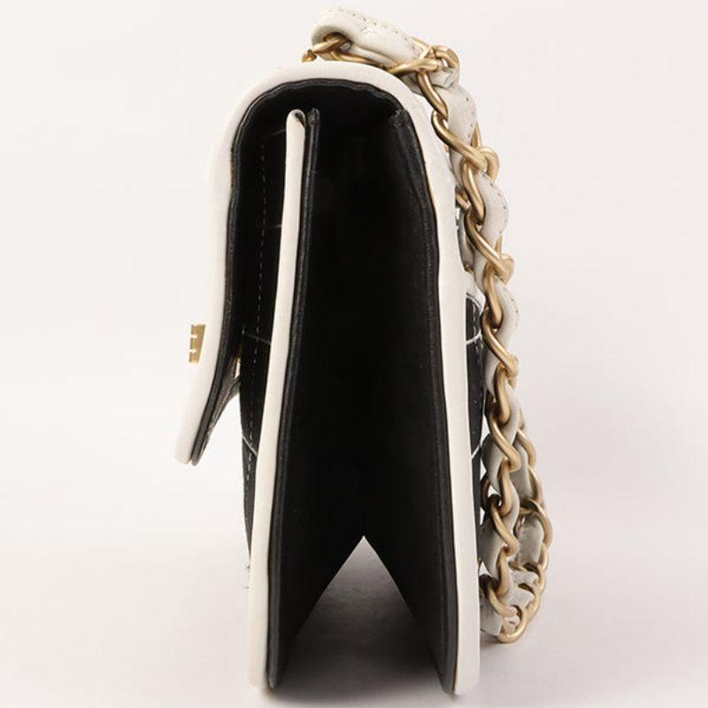 Chanel Around 2000 Made Silk Satin Bicolor 2.55 Chain Top Handle Bag Black/White 1