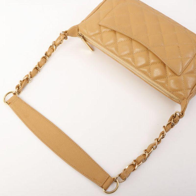 Chanel Around 2001 Made Caviar Skin Cc Mark Stitch Shoulder Bag Beige 11
