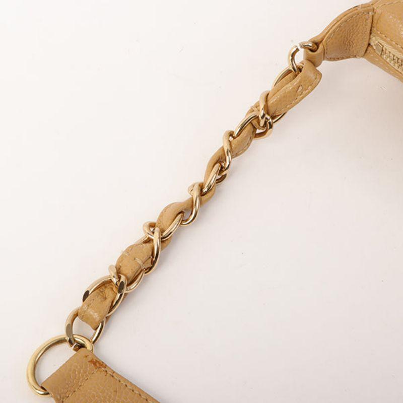 Chanel Around 2001 Made Caviar Skin Cc Mark Stitch Shoulder Bag Beige 14