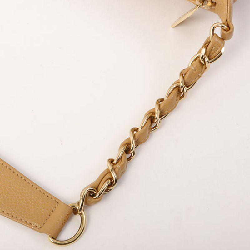 Chanel Around 2001 Made Caviar Skin Cc Mark Stitch Shoulder Bag Beige 15