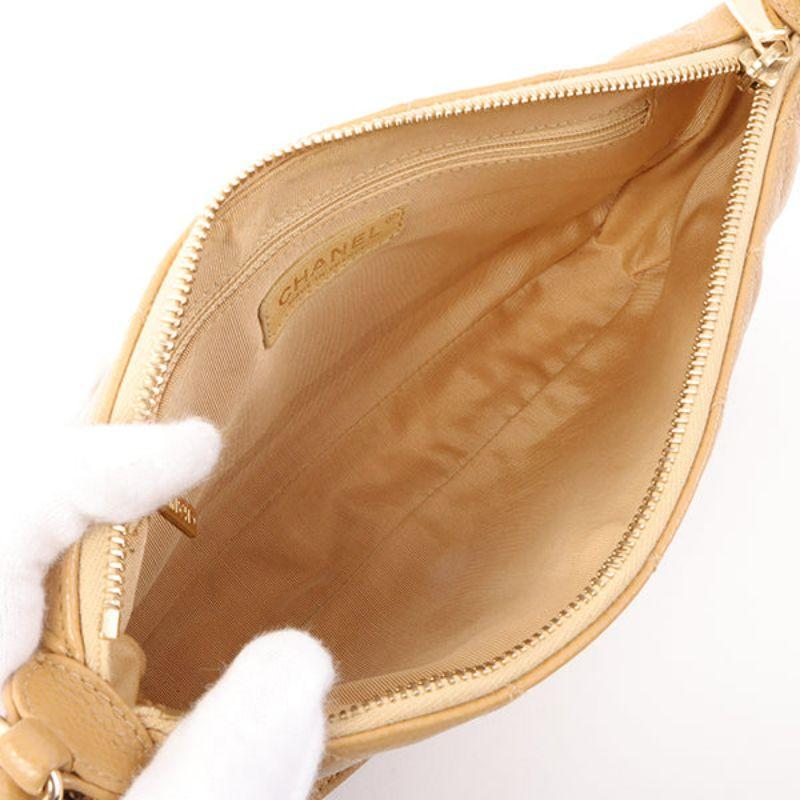 Chanel Around 2001 Made Caviar Skin Cc Mark Stitch Shoulder Bag Beige 2