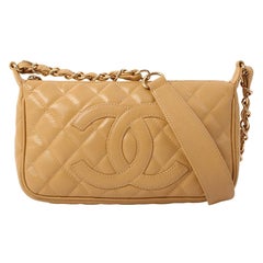 Chanel Around 2001 Made Caviar Skin Cc Mark Stitch Shoulder Bag Beige