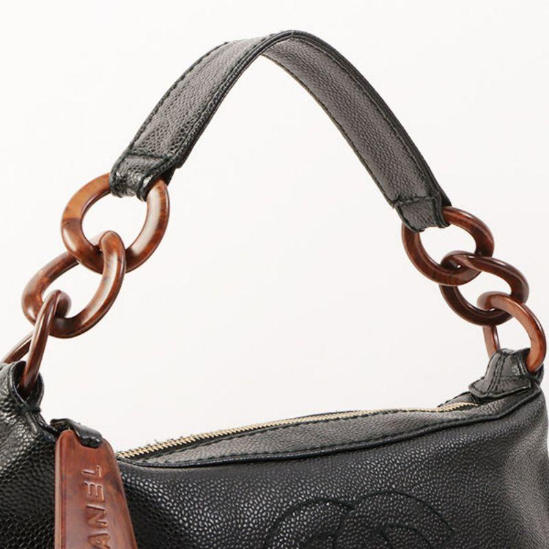 Chanel Around 2001 Made Caviar Skin Cc Mark Stitch Wood Plate Top Handle Bag 9
