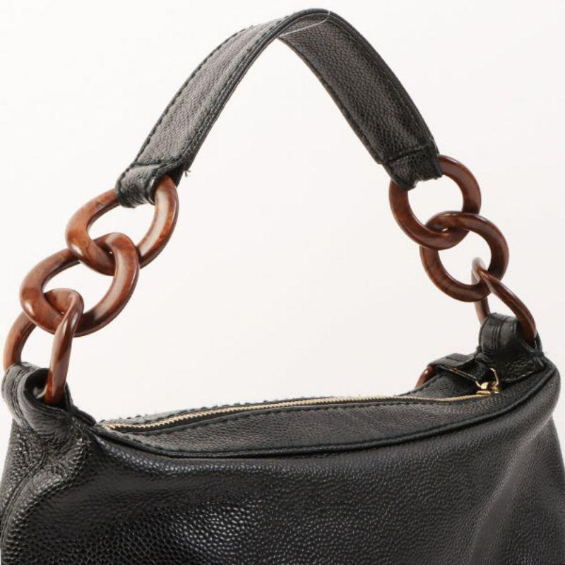 Chanel Around 2001 Made Caviar Skin Cc Mark Stitch Wood Plate Top Handle Bag 10