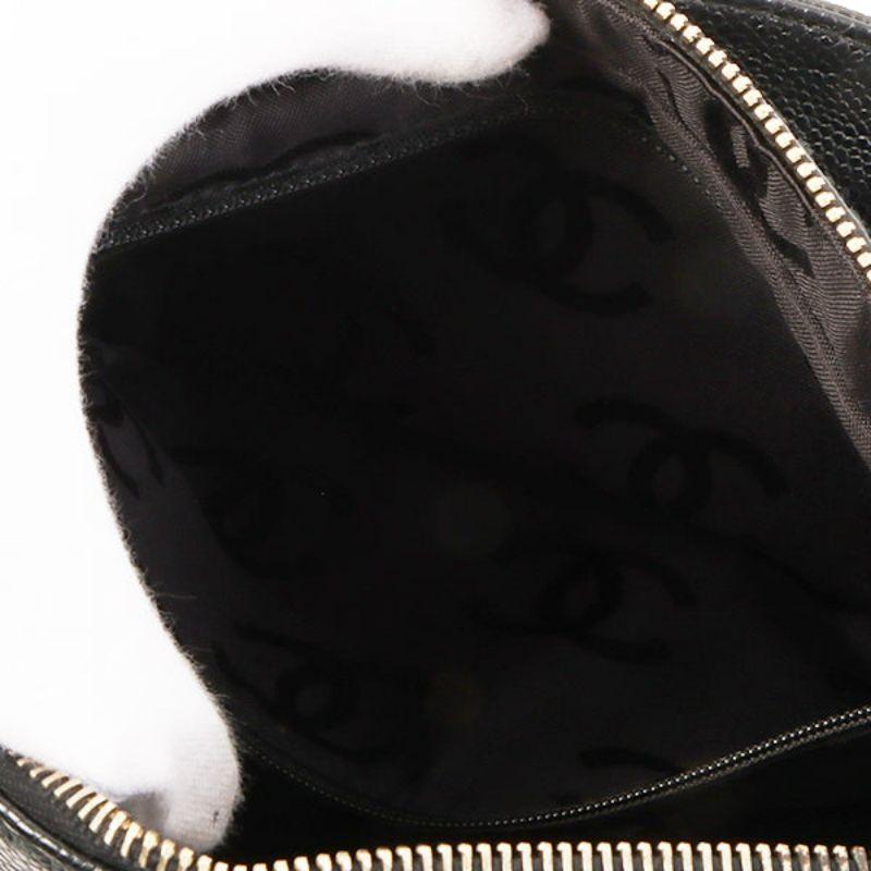Chanel Around 2001 Made Caviar Skin Cc Mark Stitch Wood Plate Top Handle Bag 12