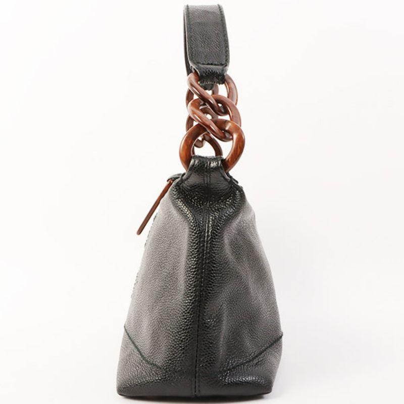 Chanel Around 2001 Made Caviar Skin Cc Mark Stitch Wood Plate Top Handle Bag 1