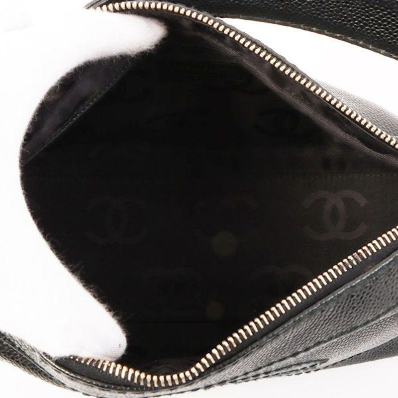 Chanel Around 2001 Made Caviar Skin Cc Mark Stitch Wood Plate Top Handle Bag 2