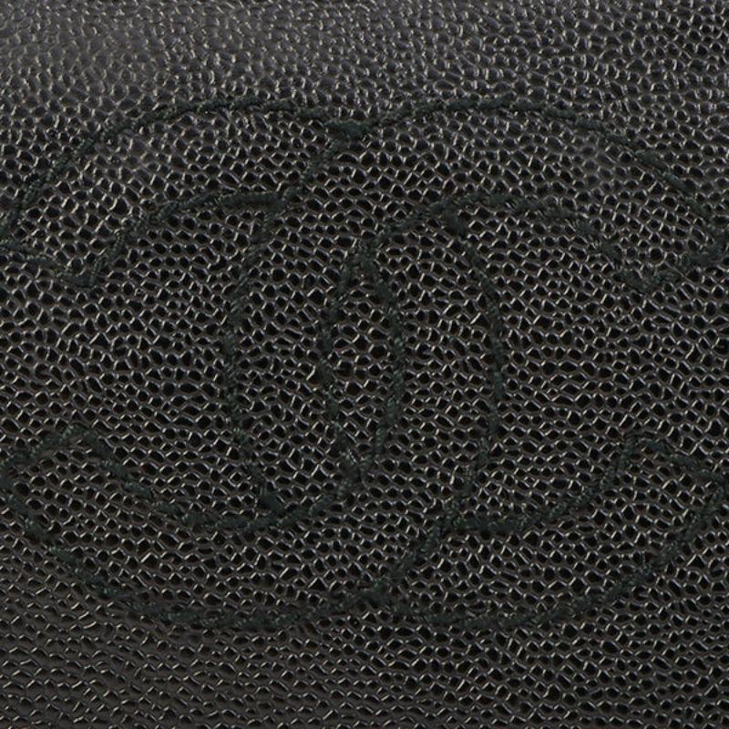 Chanel Around 2001 Made Caviar Skin Cc Mark Stitch Wood Plate Top Handle Bag 4