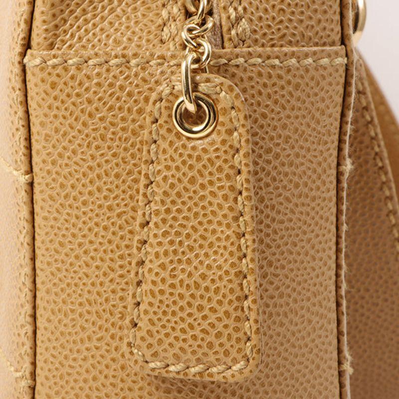 Chanel Around 2001 Made Caviar Skin Square Turn-Lock Chocolate Bar Shoulder Bag For Sale 11