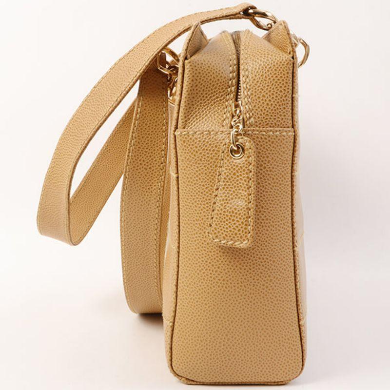 Women's Chanel Around 2001 Made Caviar Skin Square Turn-Lock Chocolate Bar Shoulder Bag For Sale