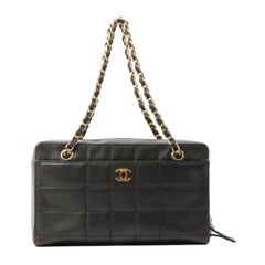 Chanel Around 2001 Made Chocolate Bar Stitch Cc Mark Plate Chain Bag Black