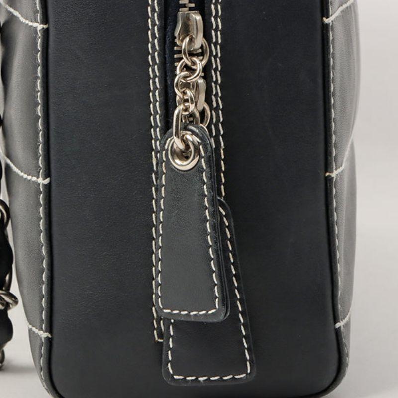 Chanel Around 2001 Made Chocolate Bar Stitch Cc Mark Plate Chain Bag Dark Navy 14