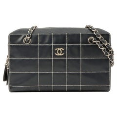 Chanel Around 2001 Made Chocolate Bar Stitch Cc Mark Plate Chain Bag Dark Navy