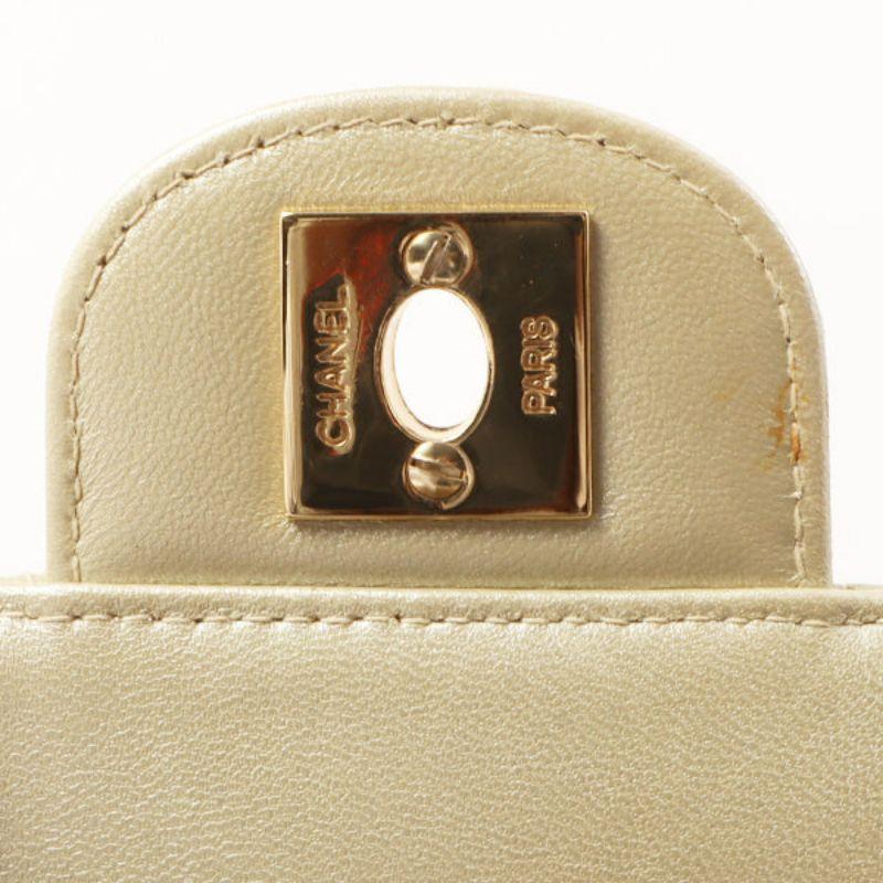 Chanel Around 2002 Made Chocolate Bar Turn-Lcok Chain Bag Champagne Gold For Sale 11