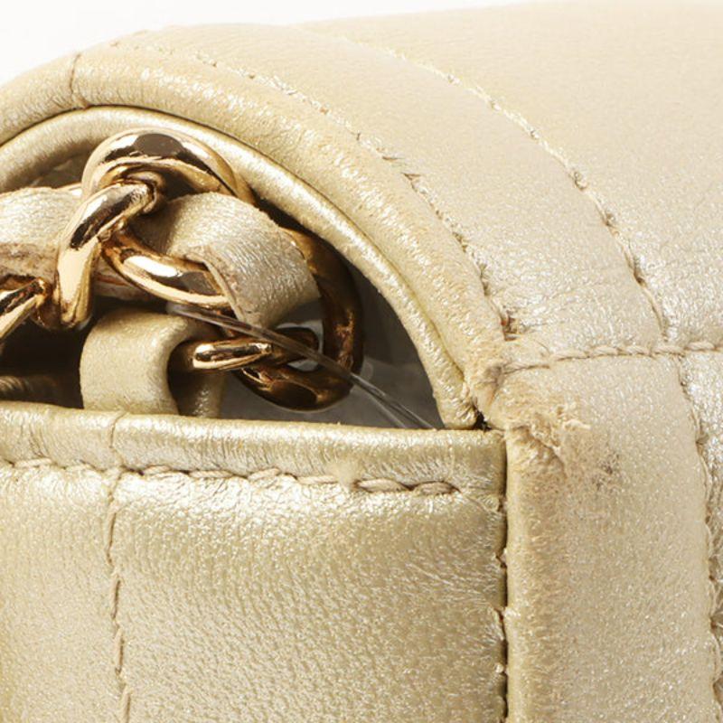 Chanel Around 2002 Made Chocolate Bar Turn-Lcok Chain Bag Champagne Gold For Sale 13