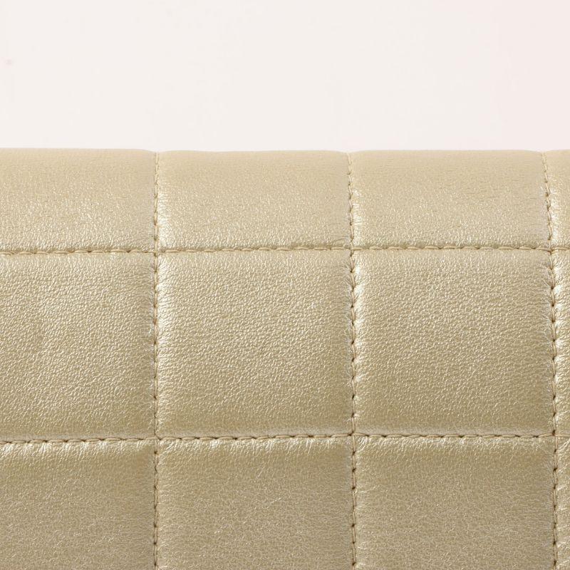 Chanel Around 2002 Made Chocolate Bar Turn-Lcok Chain Bag Champagne Gold For Sale 14