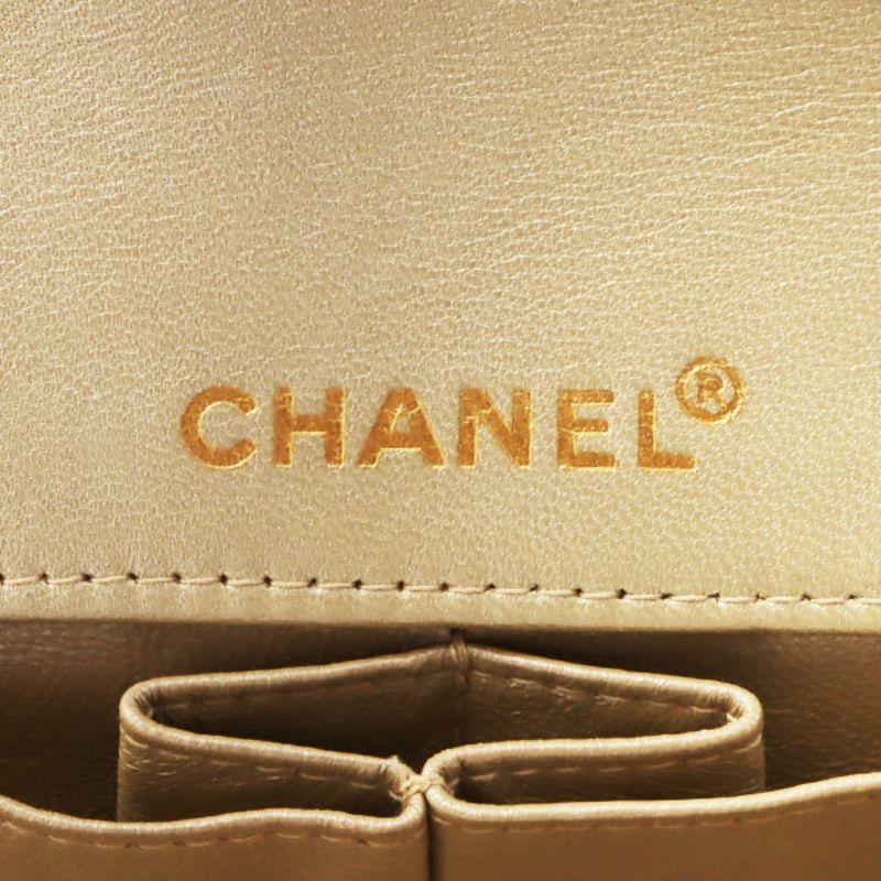 Chanel Around 2002 Made Chocolate Bar Turn-Lcok Chain Bag Champagne Gold For Sale 3