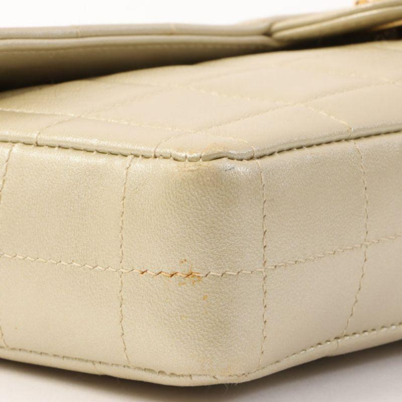 Chanel Around 2002 Made Chocolate Bar Turn-Lcok Chain Bag Champagne Gold For Sale 5